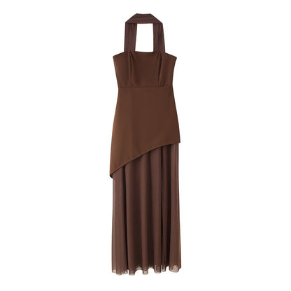 Summer Women Clothing Adult Lady like Woman Stitching Sweet Spicy Tube Top Dress with Ribbon