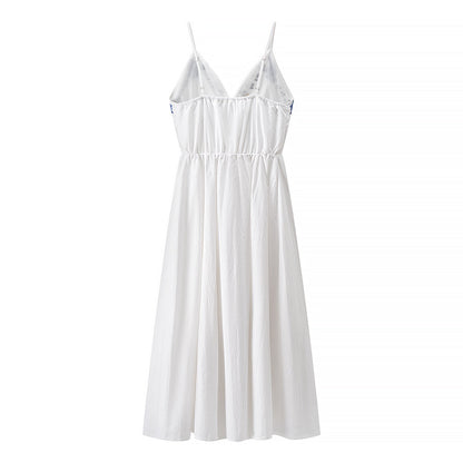 Autumn Embroidery Heavy Industry Sweet Fresh Robe Vacation Beach Vest Maxi Dress