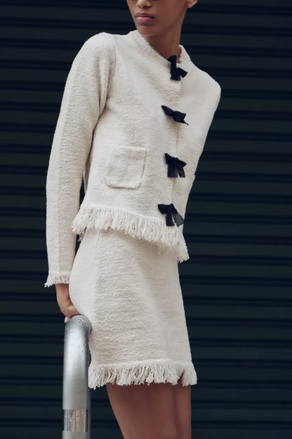 Autumn Bow Knitted Cardigan Coat