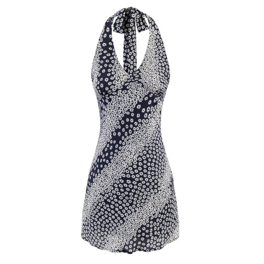Spring Summer Sleeveless Backless Hip Women Sexy Halter Slim Dress