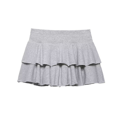 Women Clothing Summer Sweet Tie Neck Cotton Laminated Decoration Mini Skirt