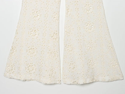 Summer Women Clothing Slim Fit Casual Embroidery Bell Bottom Pants