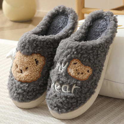 Unisex Bear Plush Indoor House Slippers
