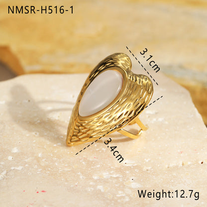 Titanium Steel Earrings Love Heart Shaped Cat Eye Earrings Open Ring High Sense Ornament