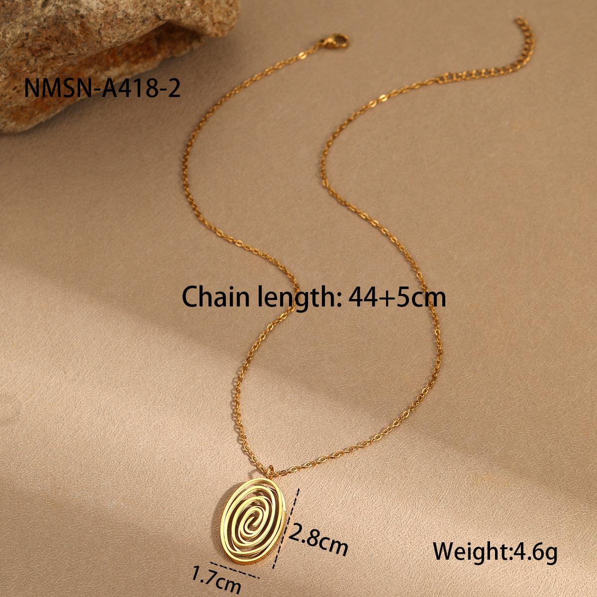 Hollow Out Cutout Spiral Vortex Embellished Necklace Stainless Steel Earrings Plated 18K Gold Head Ornament