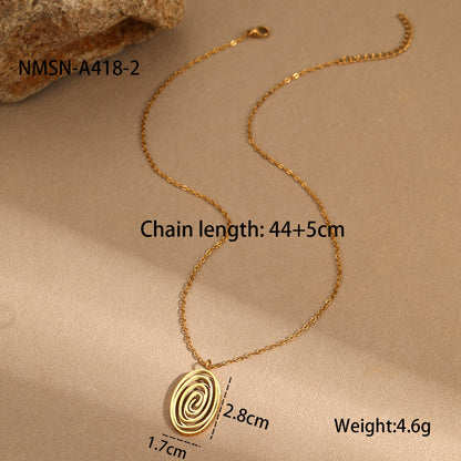 Hollow Out Cutout Spiral Vortex Embellished Necklace Stainless Steel Earrings Plated 18K Gold Head Ornament