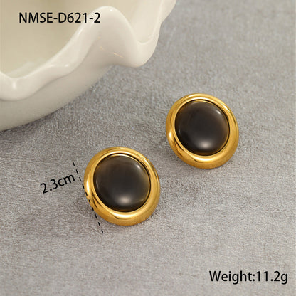 Titanium Steel Earrings Love Heart Shaped Cat Eye Earrings Open Ring High Sense Ornament