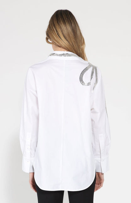 Long Sleeve Shirt Button Down Sequin Embellished