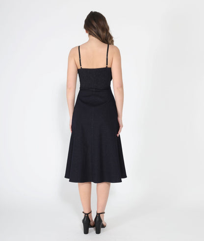 Pleated Detail Strap A-Line Dress