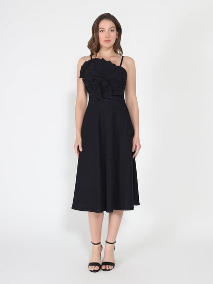 Pleated Detail Strap A-Line Dress